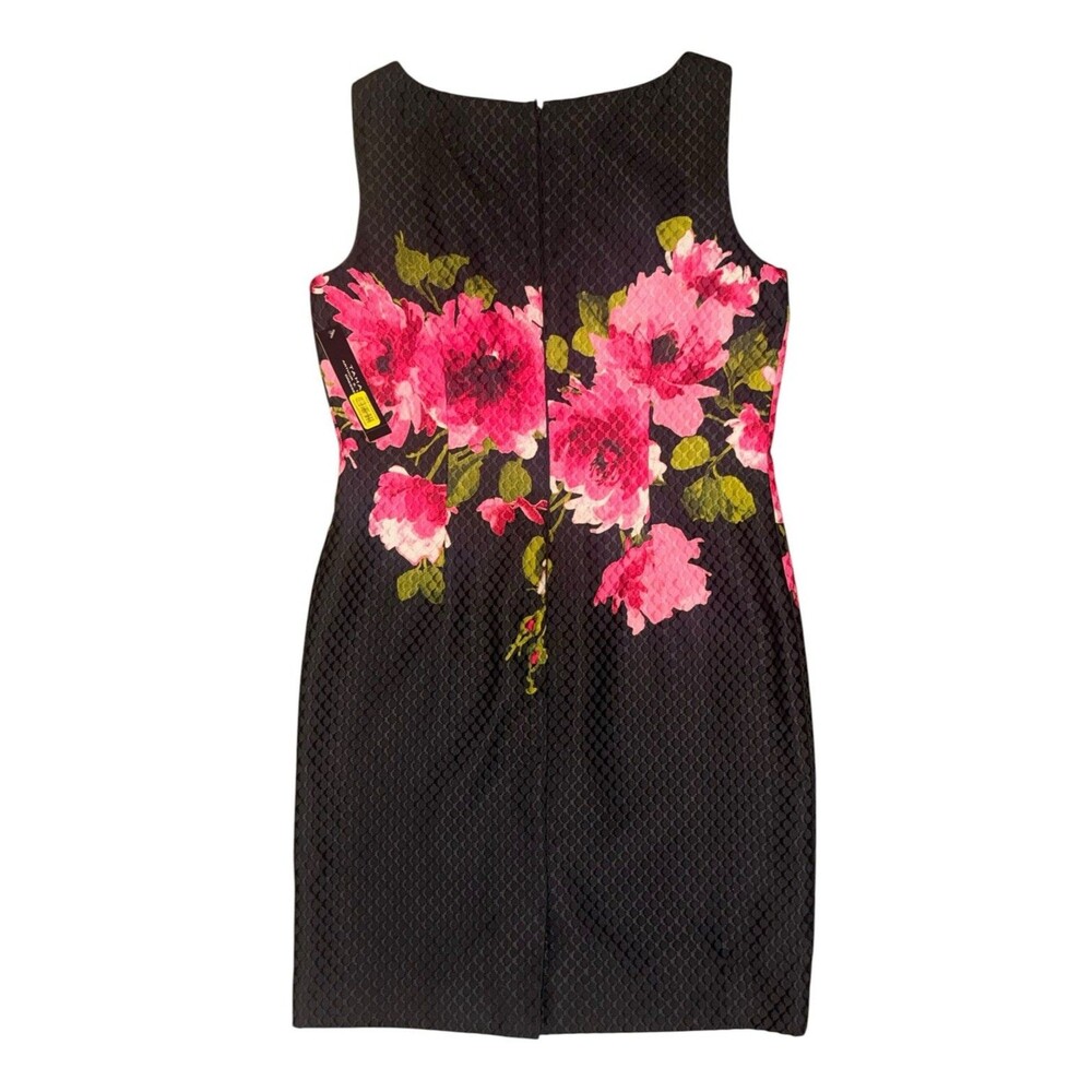 NWT Tahari Arthur S Levine Black Floral Sleeveless Sheath Dress Size 10 NEW $128 - Picture 5 of 15